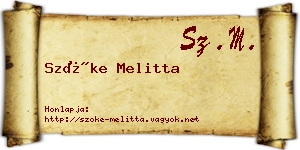 Szőke Melitta névjegykártya